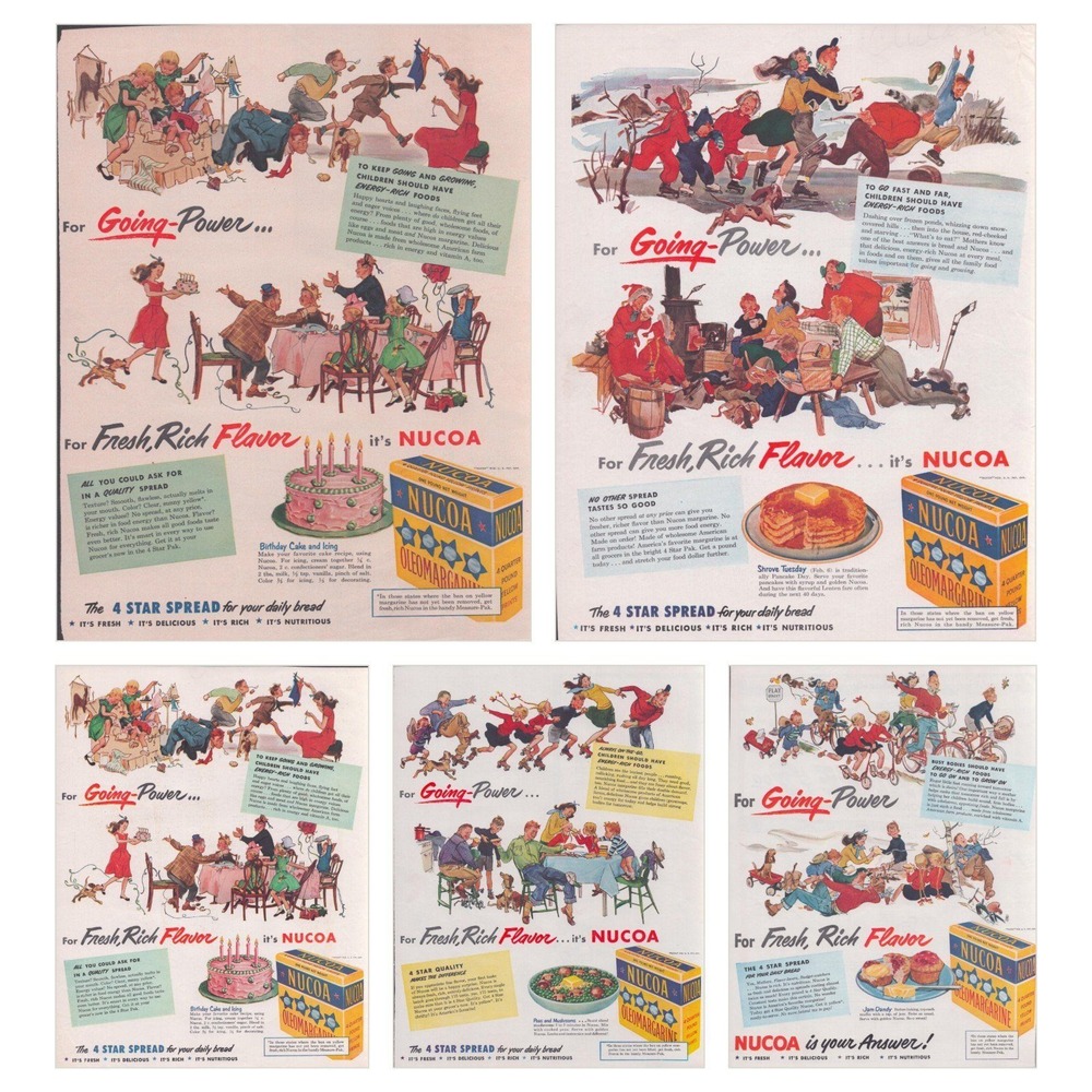 Vintage 1950s Nucoa Oleomargarine Print Ads Lot of 5 Mid Century Food Ephemera